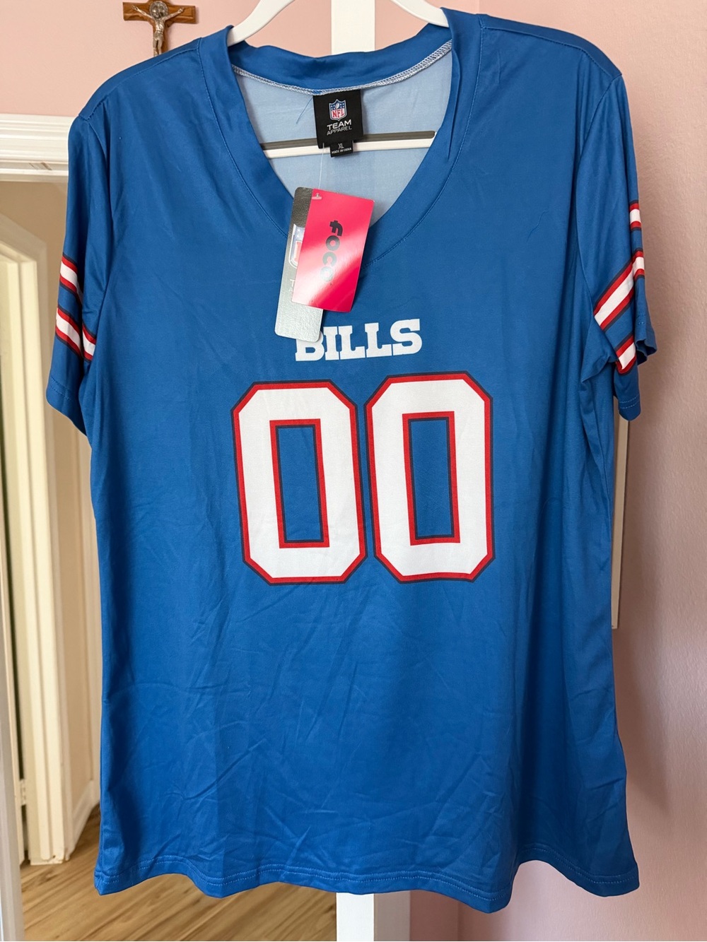 NFL Bills Women's Royal Blue V-Neck Fan Jersey with Red & White Accents